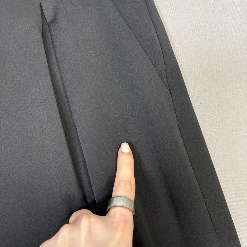 J.Crew Collection High Rise Wide‎ Leg Satin Crepe Pants Womens 12 Black Trousers